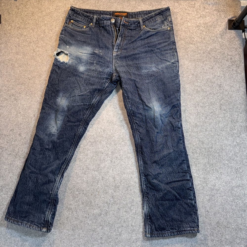 Realtree Flannel Lined Jeans 38x30 Blue Distressed Cotton Blend